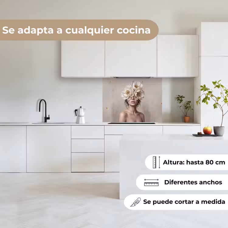 Revestimiento cocina - Mujer - Peonía - Blanco — 6
