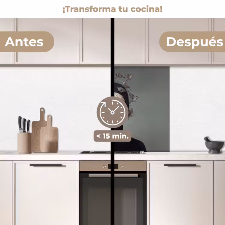 Revestimiento cocina - Retrato - Pájaros - Negro — 2