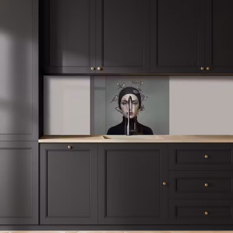 Revestimiento cocina - Retrato - Pájaros - Negro — 5