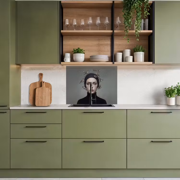 Revestimiento cocina - Retrato - Pájaros - Negro — 7