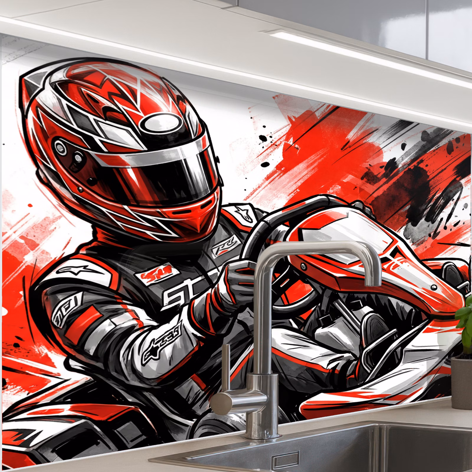 Revestimiento cocina - Kart - Conductor - Velocidad - Rojo — 1