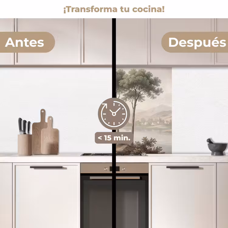 Revestimiento cocina - Árboles - Lago - Montañas - Ilustración — 2