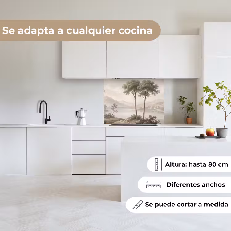 Revestimiento cocina - Árboles - Lago - Montañas - Ilustración — 6