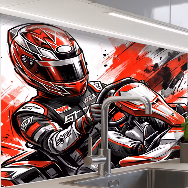 Revestimiento cocina - Kart - Conductor - Velocidad - Rojo — 1