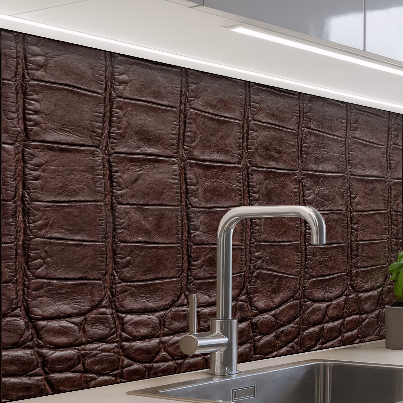Revestimiento cocina - Cocodrilo - Piel - Marrón — 1