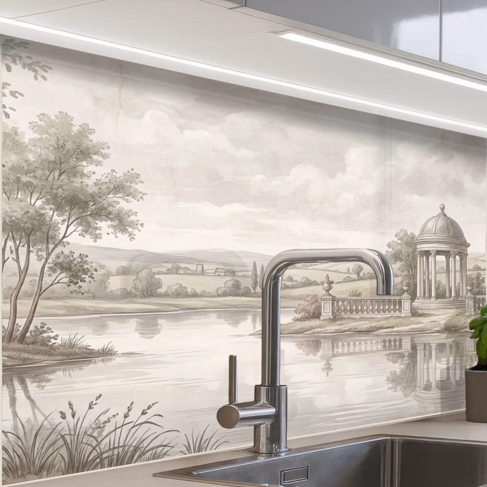 Revestimiento cocina - Paisaje - Agua - Naturaleza - Sepia — 1
