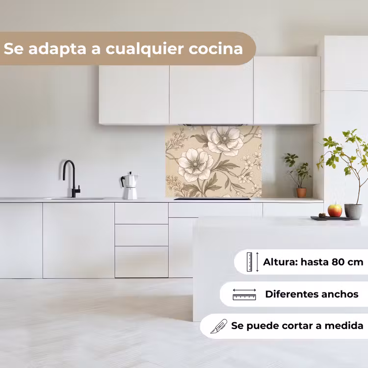 Revestimiento cocina - Flores - Estampado - Beige — 6
