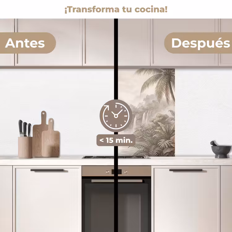Revestimiento cocina - Selva - Cascadas - Tropical - Ilustración — 2