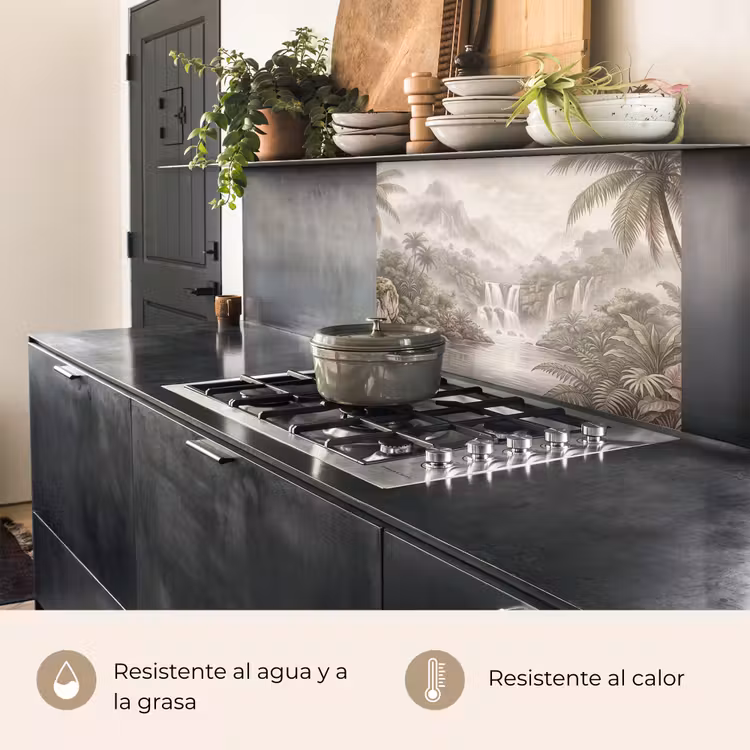 Revestimiento cocina - Selva - Cascadas - Tropical - Ilustración — 4