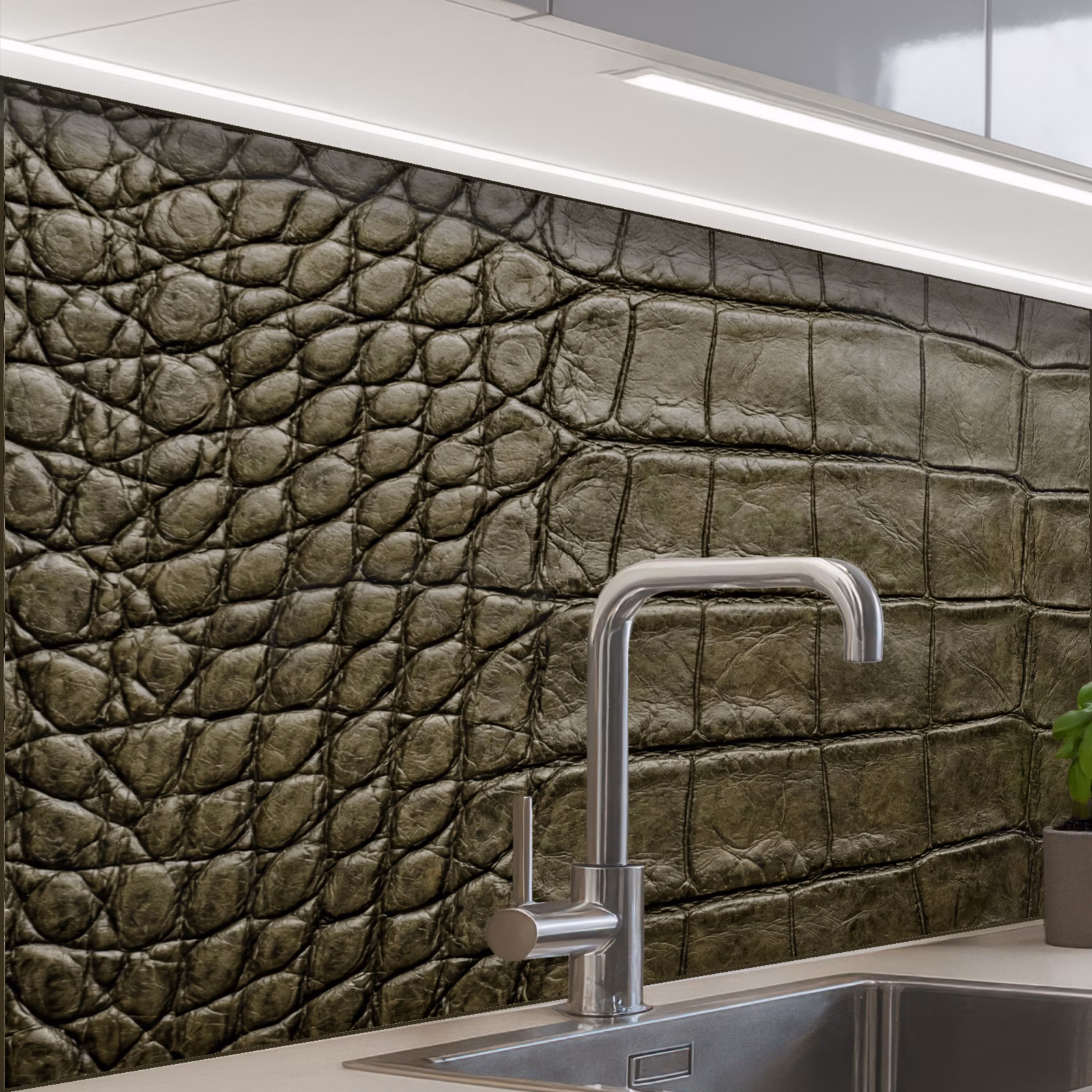 Revestimiento cocina - Piel de cocodrilo - Texturizado - Verde — 1