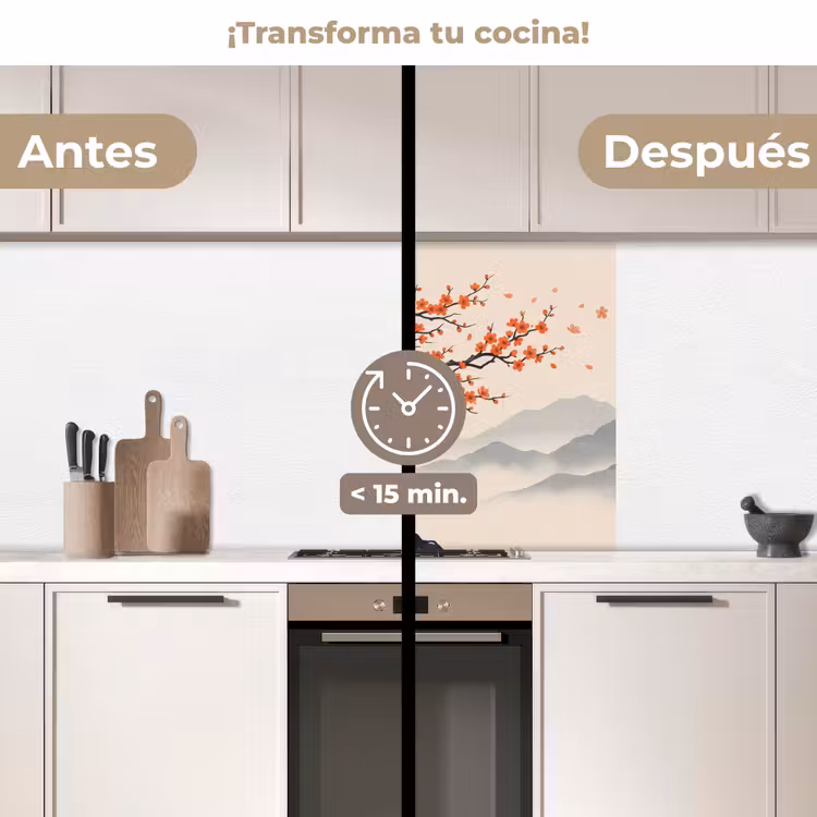 Revestimiento cocina - Asiático - Flor - Rojo — 2