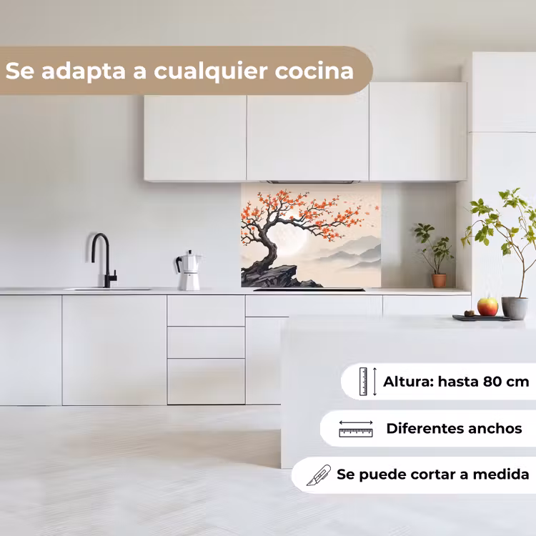 Revestimiento cocina - Asiático - Flor - Rojo — 6