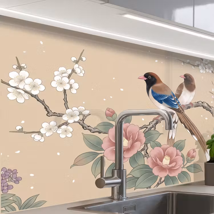 Revestimiento cocina - Flores - Pájaros - Flores — 1
