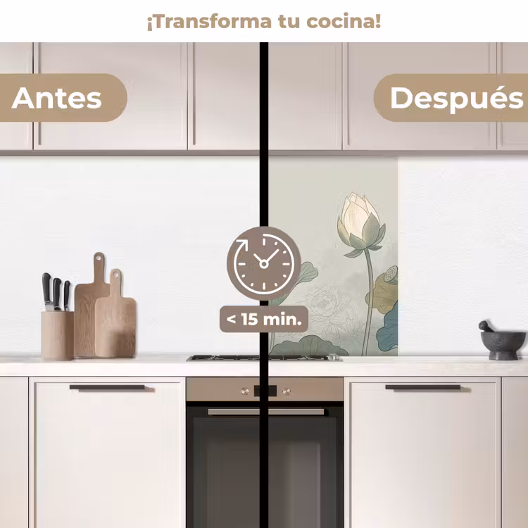 Revestimiento cocina - Loto - Flores - Verde — 2