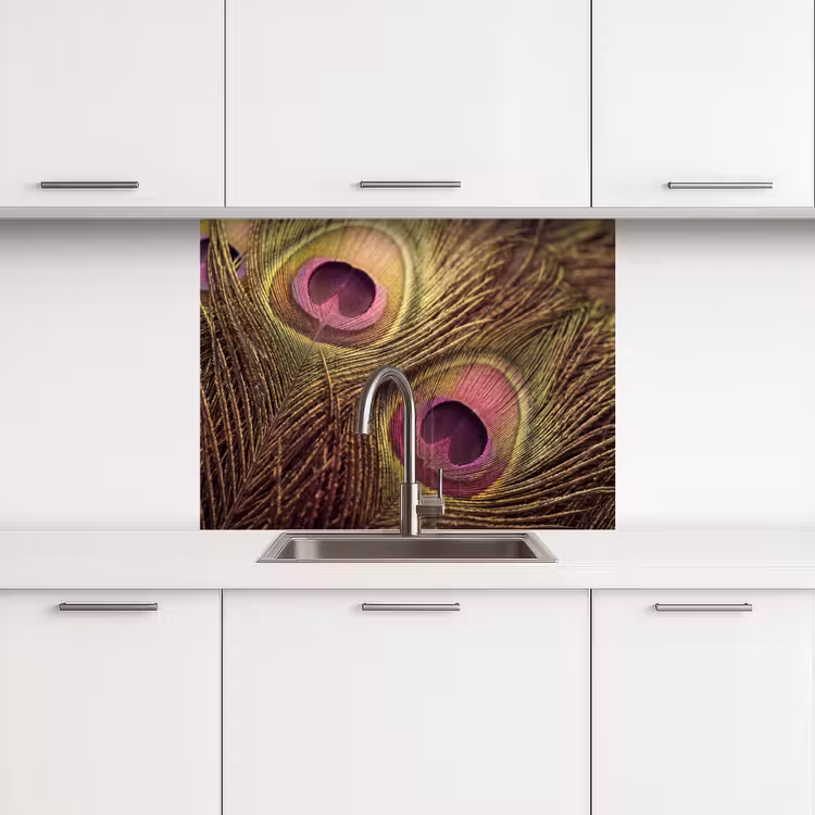 Revestimiento cocina - Pavo real - Plumas - Morado - Verde — 3