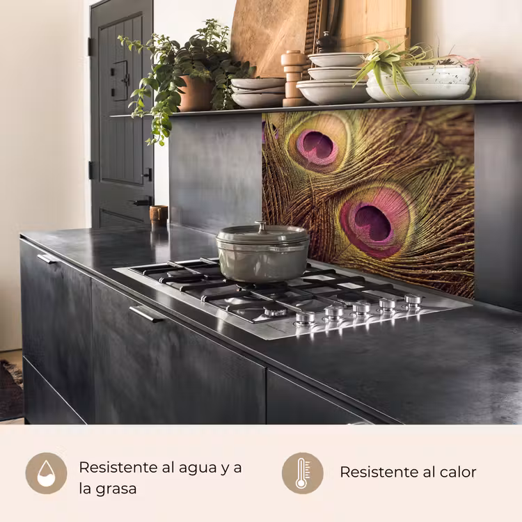 Revestimiento cocina - Pavo real - Plumas - Morado - Verde — 4