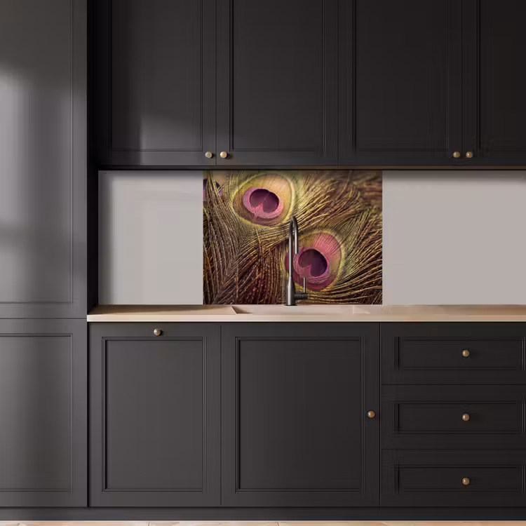 Revestimiento cocina - Pavo real - Plumas - Morado - Verde — 5
