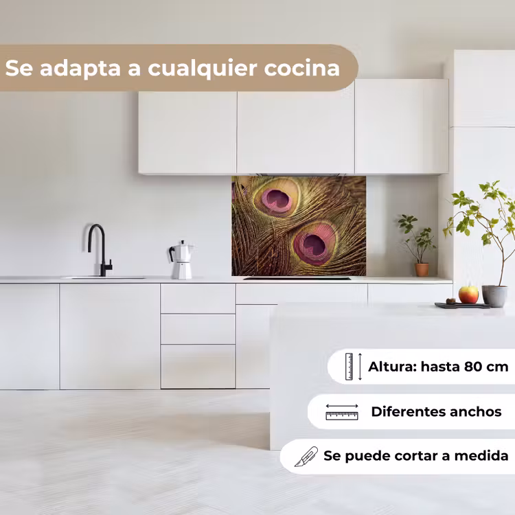 Revestimiento cocina - Pavo real - Plumas - Morado - Verde — 6