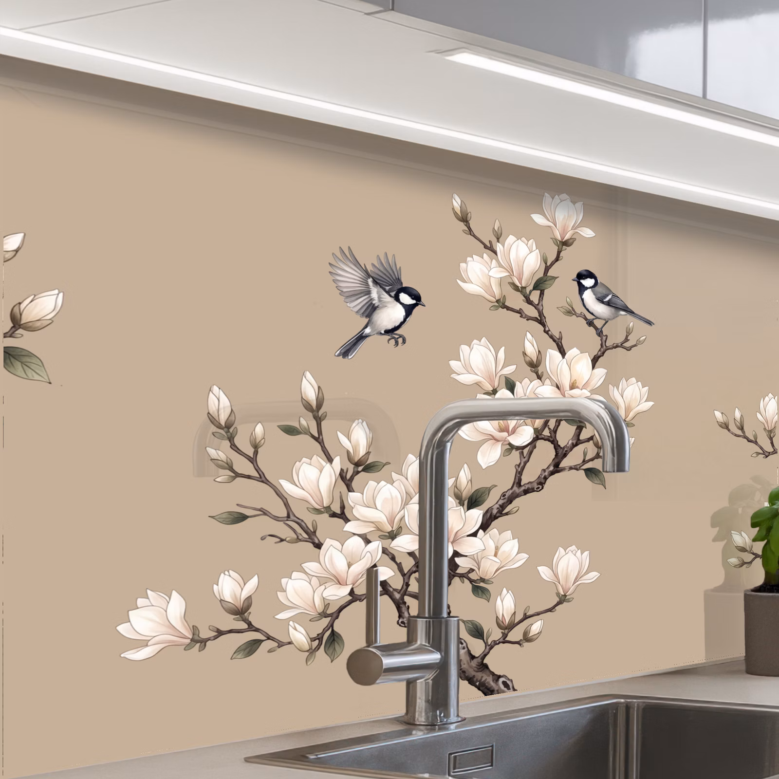 Revestimiento cocina - Oriental - Pájaros - Beige — 1