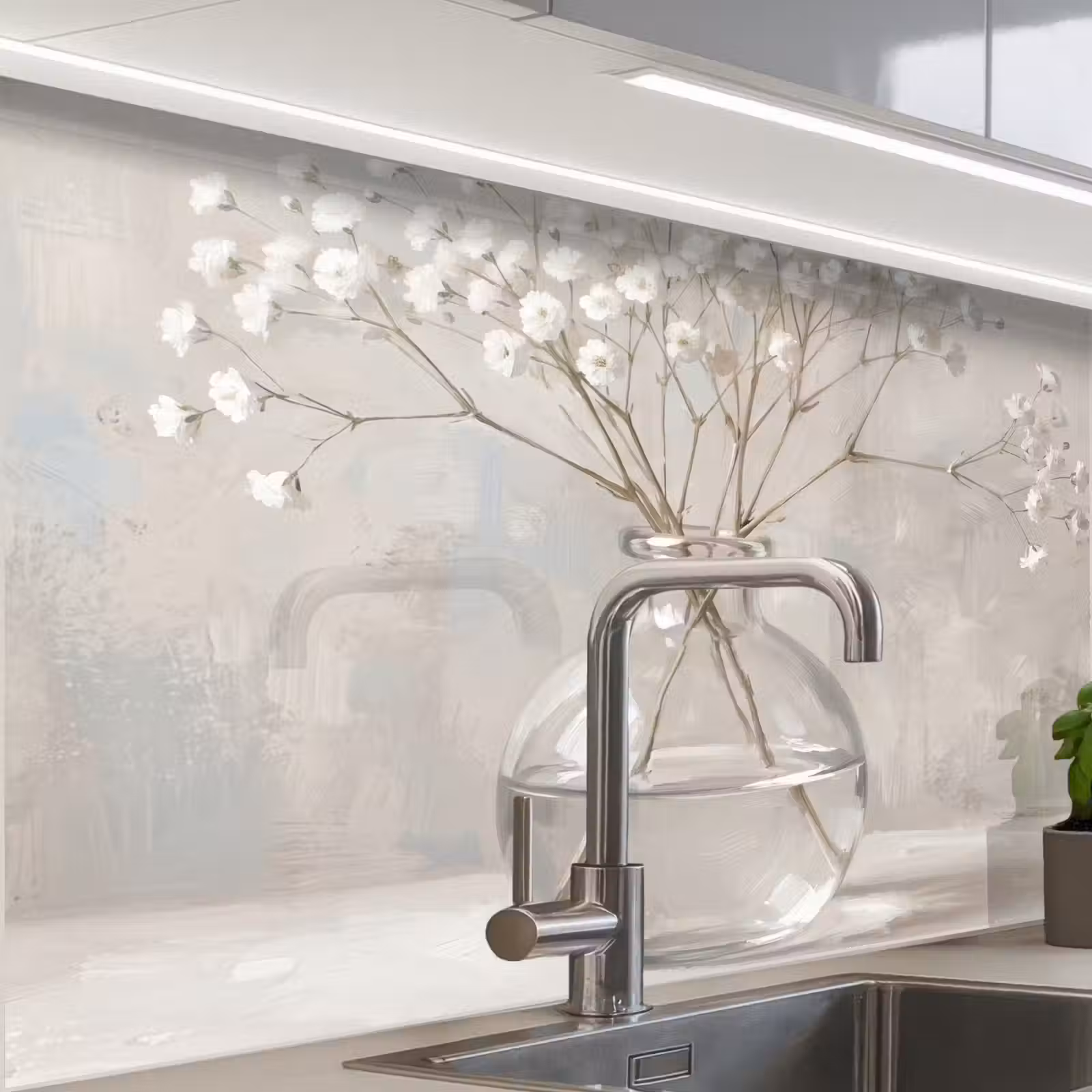 Revestimiento cocina - Plasterwort - Jarrón - Blanco — 1