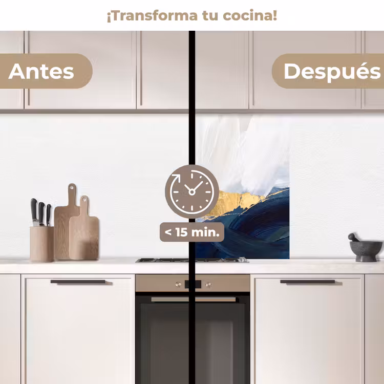 Revestimiento cocina - Abstracto - Acrílico - Azul - Dorado - Elegante — 2