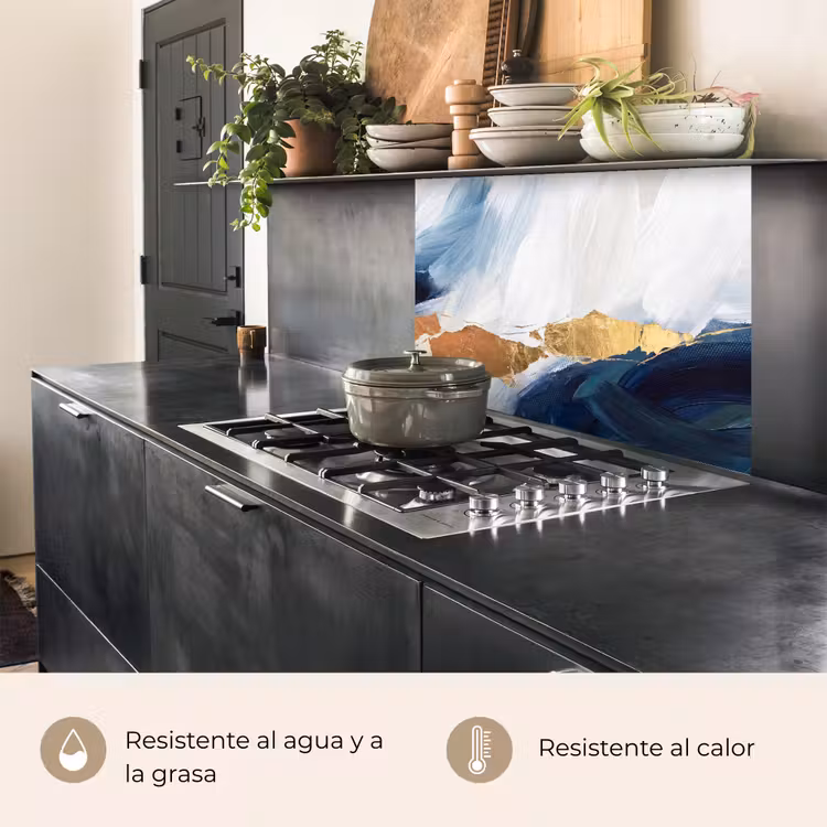 Revestimiento cocina - Abstracto - Acrílico - Azul - Dorado - Elegante — 4