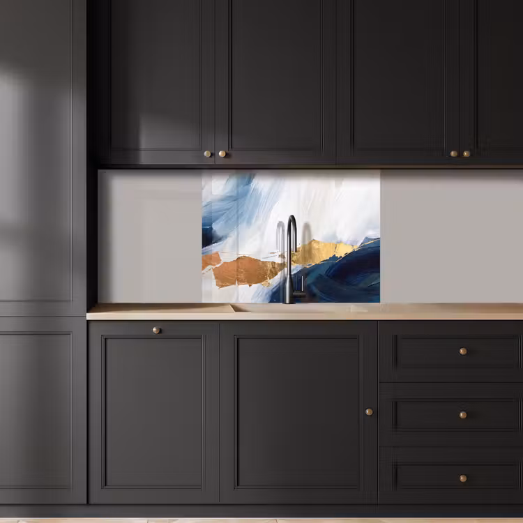 Revestimiento cocina - Abstracto - Acrílico - Azul - Dorado - Elegante — 5