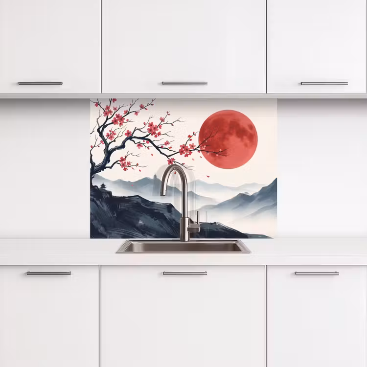 Revestimiento cocina - Cerezo en flor - Oriental - Rojo — 3