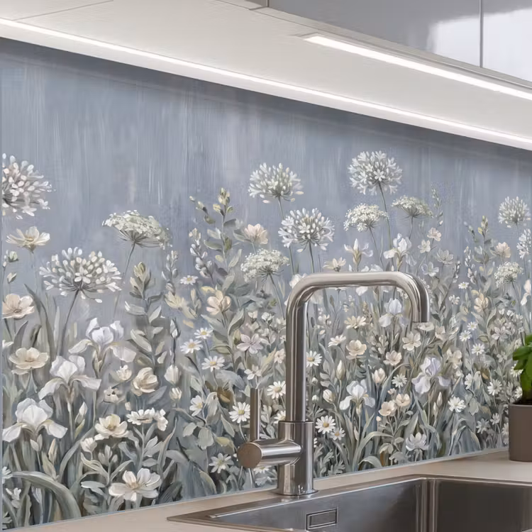 Revestimiento cocina - Flores - Botánico - Azul — 1