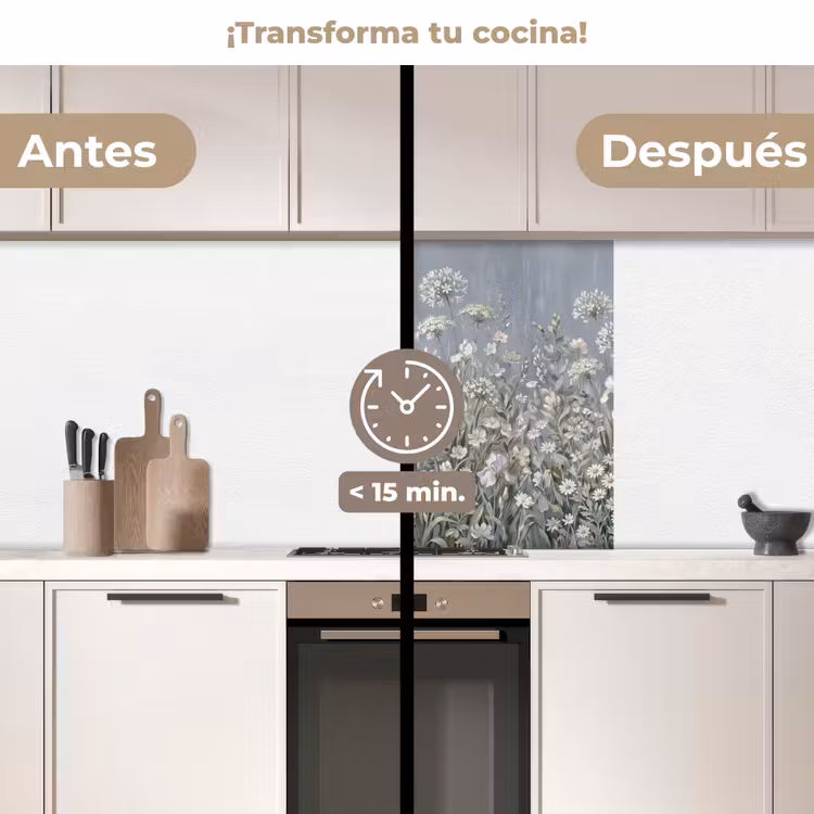 Revestimiento cocina - Flores - Botánico - Azul — 2