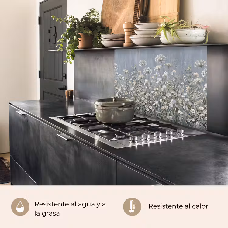 Revestimiento cocina - Flores - Botánico - Azul — 4
