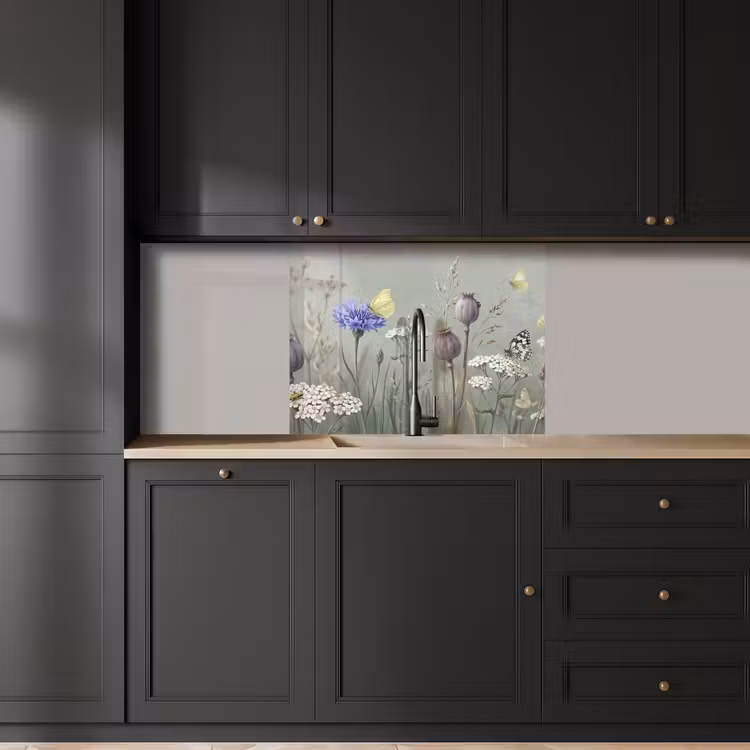 Revestimiento cocina - Mariposas - Flores silvestres - Ilustración - Colorido — 5