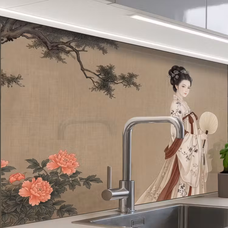 Revestimiento cocina - Mujer - Asia - Arte - Beige — 1