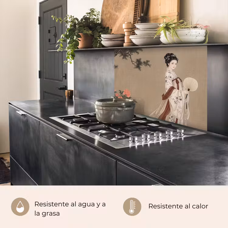 Revestimiento cocina - Mujer - Asia - Arte - Beige — 4