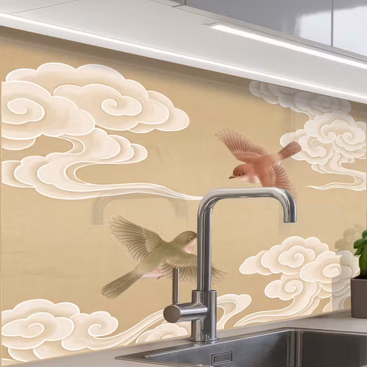 Revestimiento cocina - Pájaros - Moscas - Beige — 1