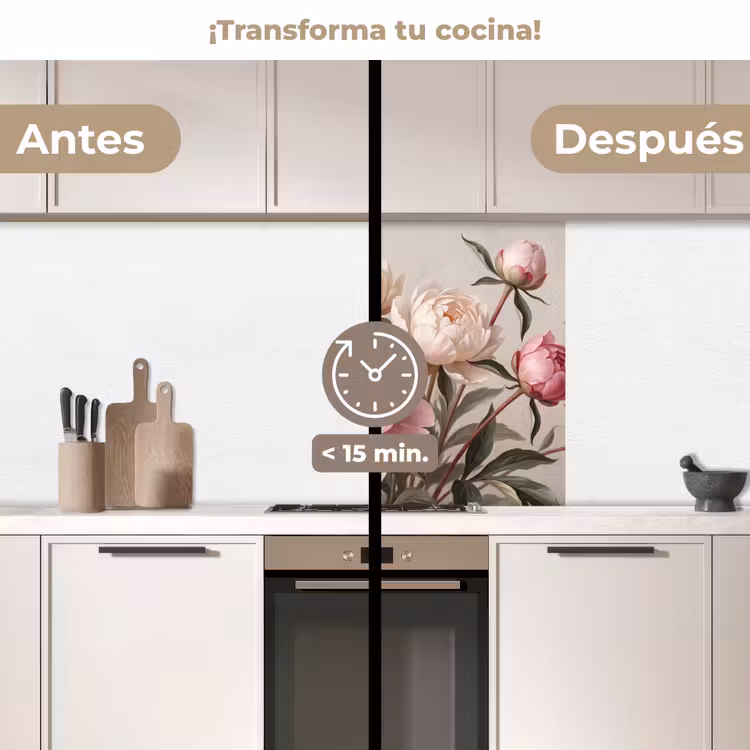 Revestimiento cocina - Peonias - Ramo - Rosa — 2
