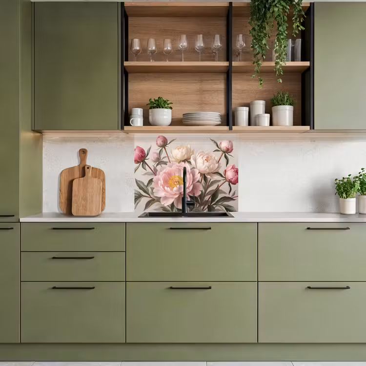 Revestimiento cocina - Peonias - Ramo - Rosa — 7