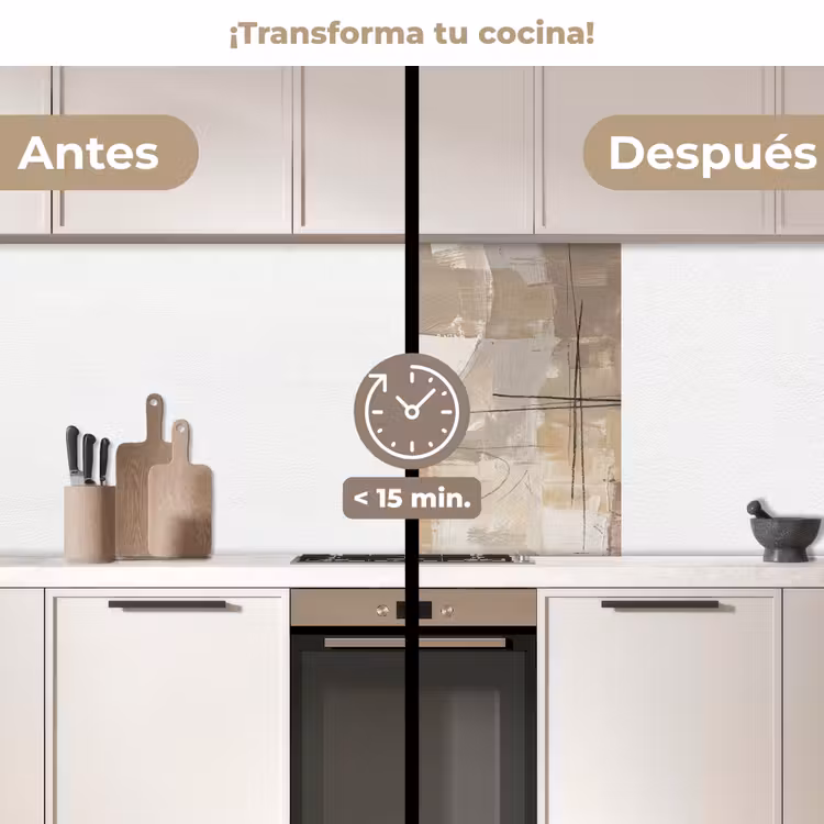 Revestimiento cocina - Abstracto - Círculo - Moderno - Beige - Negro - Minimalista — 2
