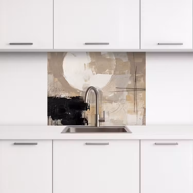 Revestimiento cocina - Abstracto - Círculo - Moderno - Beige - Negro - Minimalista — 3