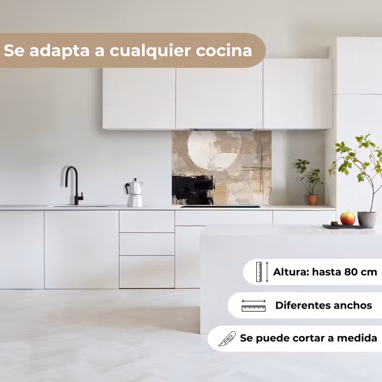 Revestimiento cocina - Abstracto - Círculo - Moderno - Beige - Negro - Minimalista — 6