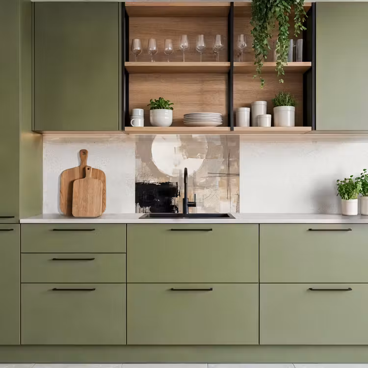 Revestimiento cocina - Abstracto - Círculo - Moderno - Beige - Negro - Minimalista — 7