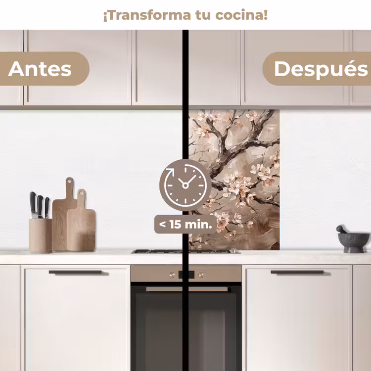 Revestimiento cocina - Flor - Ramas - Pintura - Beige - Sereno — 2