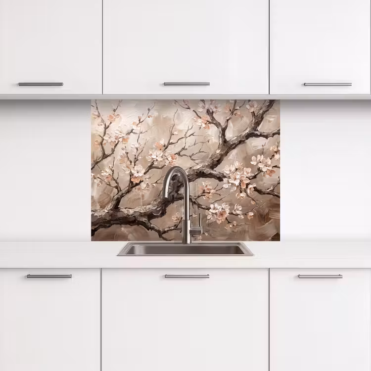 Revestimiento cocina - Flor - Ramas - Pintura - Beige - Sereno — 3