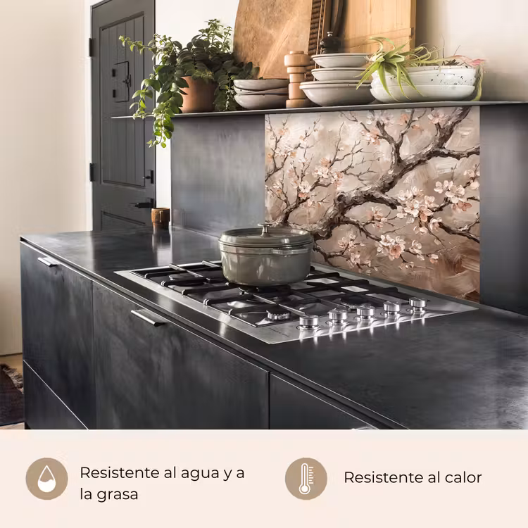 Revestimiento cocina - Flor - Ramas - Pintura - Beige - Sereno — 4