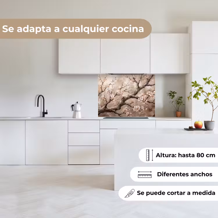 Revestimiento cocina - Flor - Ramas - Pintura - Beige - Sereno — 6