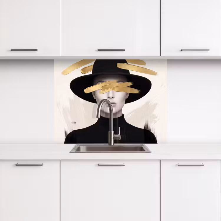 Revestimiento cocina - Mujer - Retrato - Moderno - Oro - Arte — 3