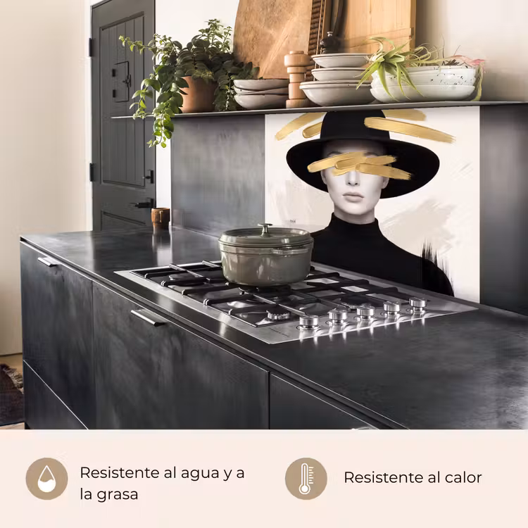 Revestimiento cocina - Mujer - Retrato - Moderno - Oro - Arte — 4
