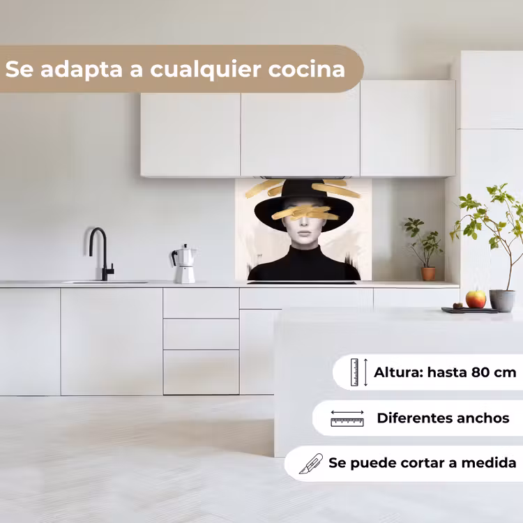 Revestimiento cocina - Mujer - Retrato - Moderno - Oro - Arte — 6