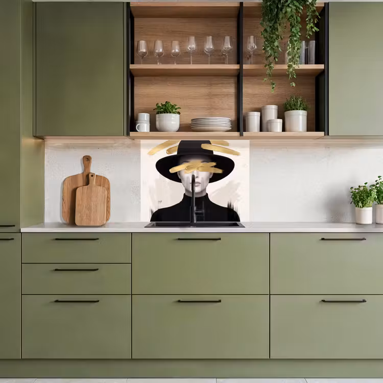 Revestimiento cocina - Mujer - Retrato - Moderno - Oro - Arte — 7