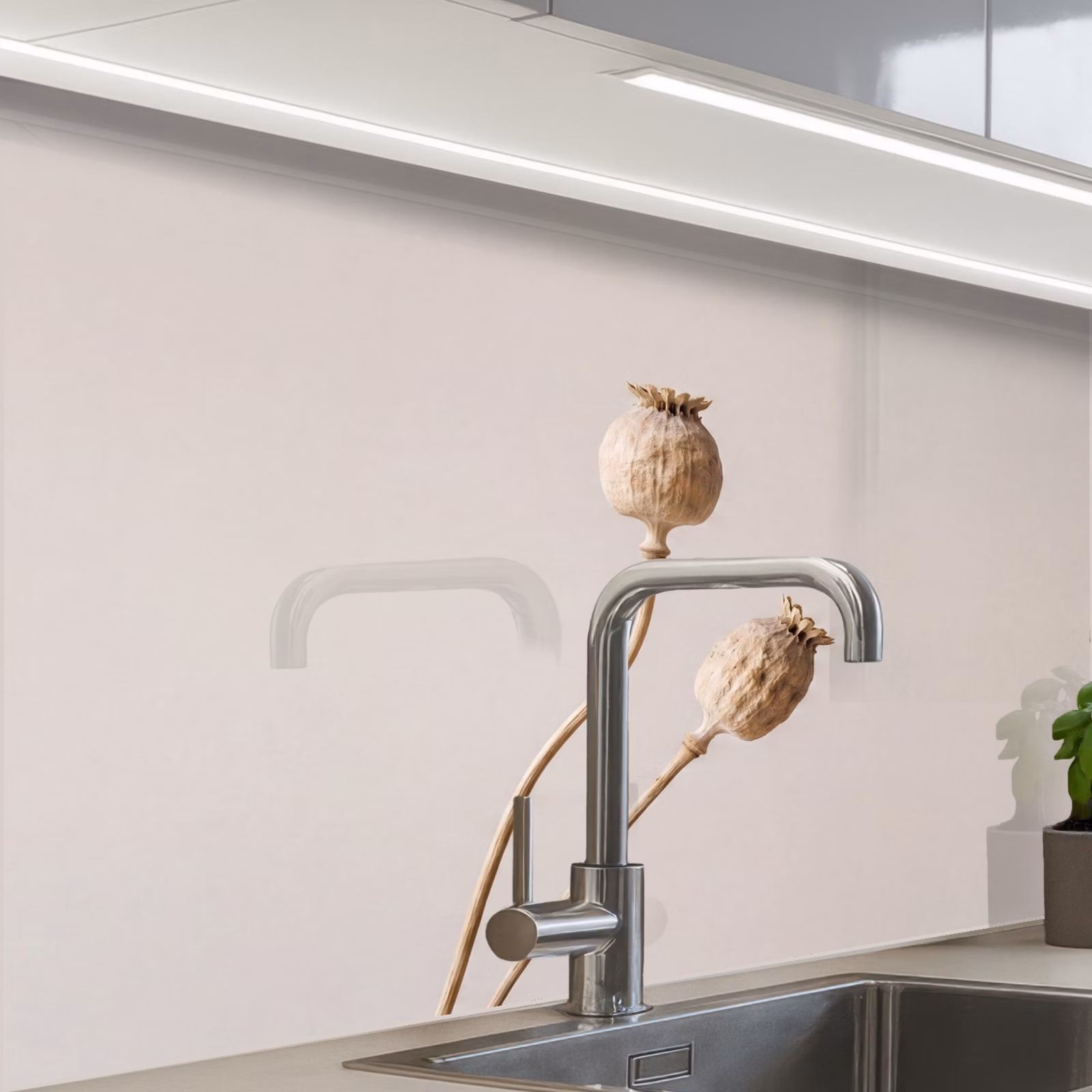 Revestimiento cocina - Bulbos de amapola - Flores secas - Minimalista - Beige - Tranquilo — 1